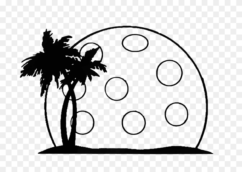 1280x884 Pickleball, Summer, Palm, Landscape, Moon - Summer Black And White Clipart