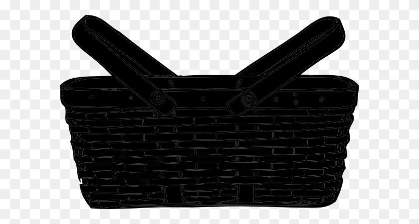 600x390 Picnic Basket Clip Art Black And White - Basket Black And White Clipart