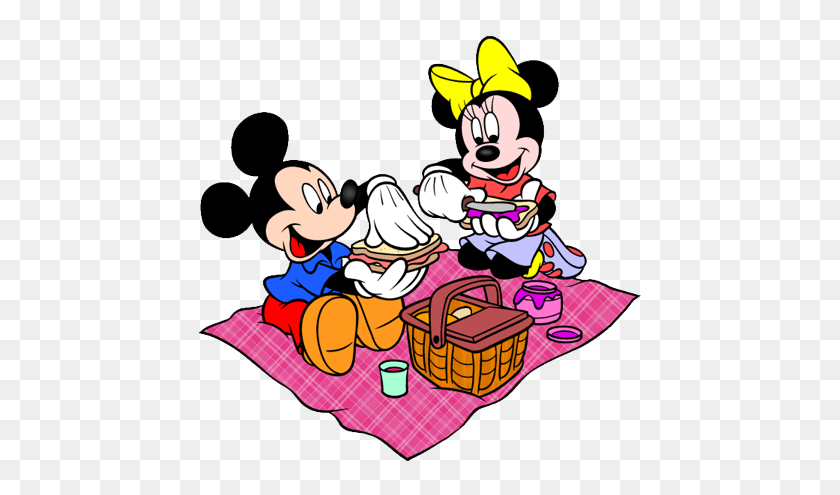 458x435 Picnic Clipart Mickey Mouse - Mickey And Minnie Clipart