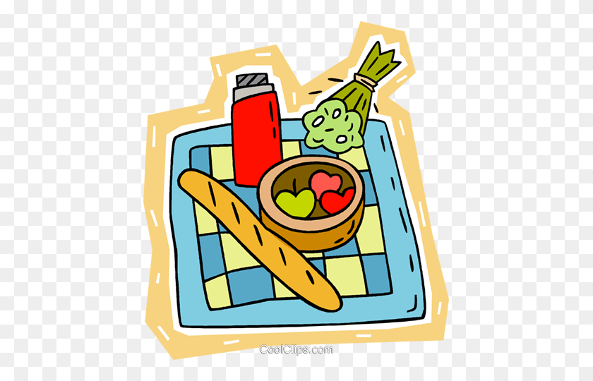 433x480 Picnic Lunch Royalty Free Vector Clip Art Illustration - Picnic Food Clipart