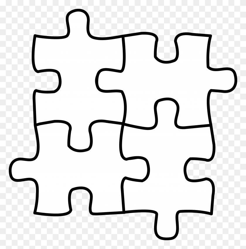 7283x7393 Pics Of Puzzle Piece Coloring Pages Of Letters - Puzzle Pieces Clipart Black And White