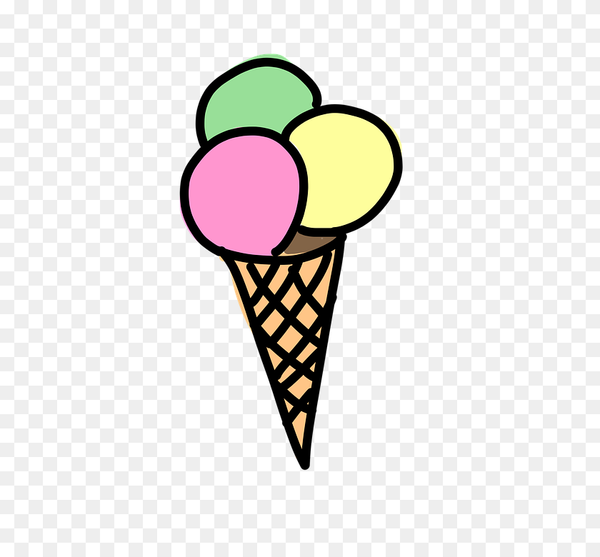 540x720 Изображение Группы Рожков Мороженого С Предметами - Клипарт Вафельный Рожок