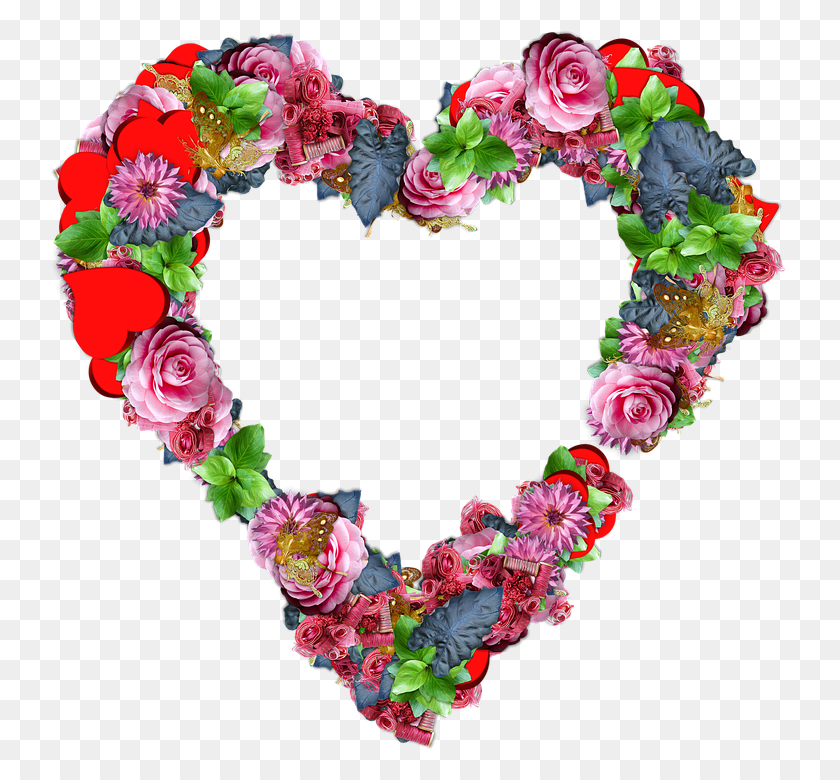739x720 Картинки Любовных Сердечек И Цветов - Акварельные Цветы Png