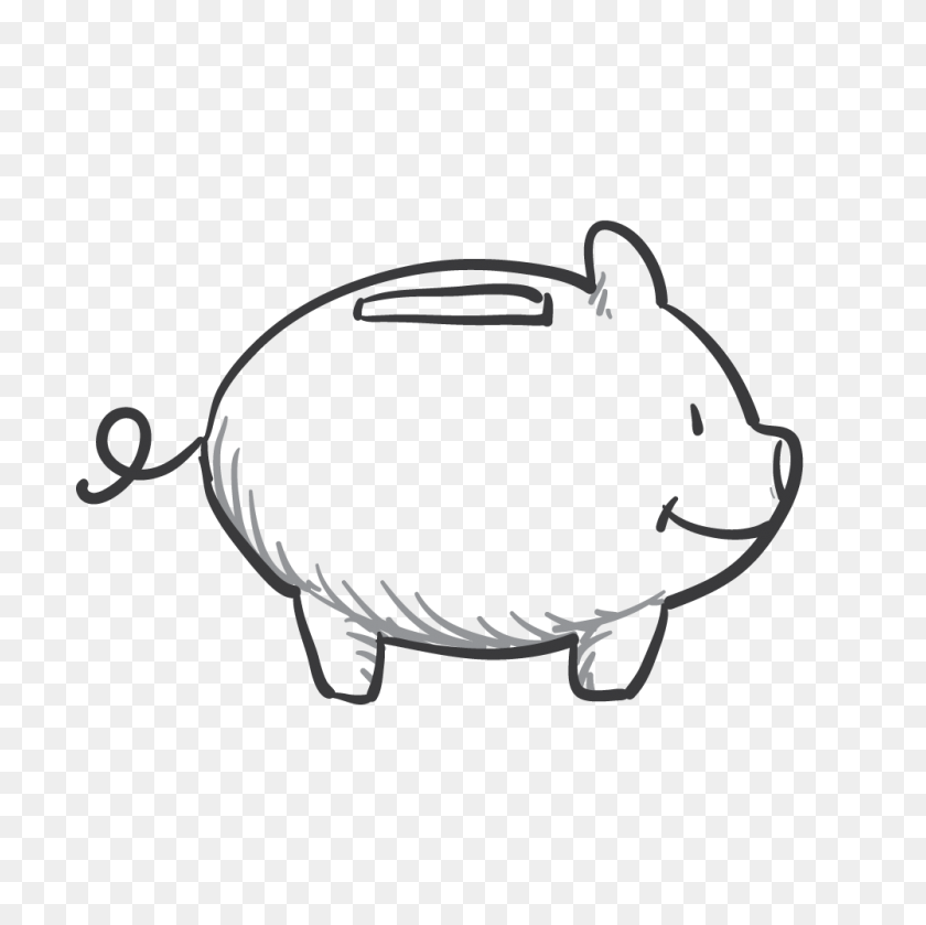 1000x1000 Pig - Black And White Clipart Pig