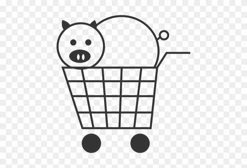 512x512 Pig In A Shopping Cart Icon - Pig Butt Clipart