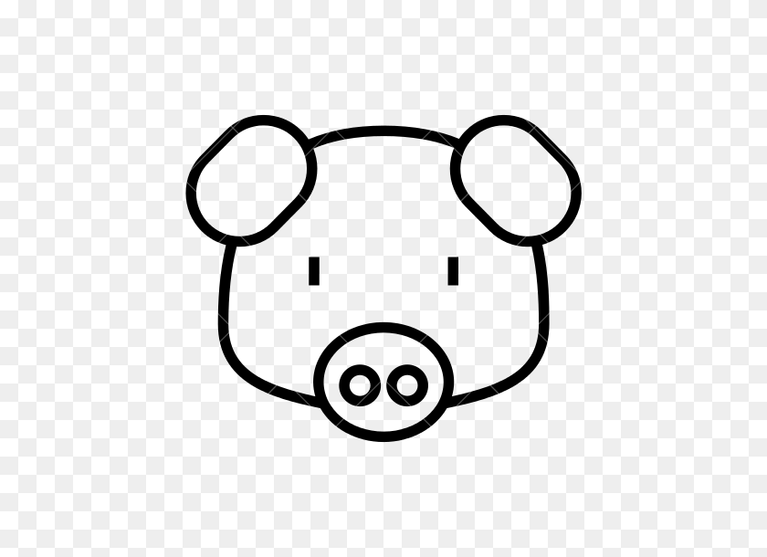 550x550 Pig Outline Group With Items - Pig Clipart Black And White
