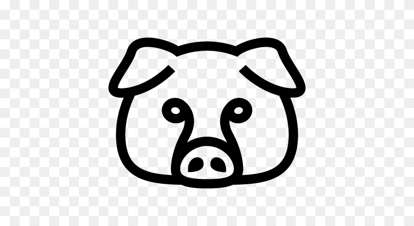 400x400 Pig Outline Group With Items - Pig Face Clipart Black And White