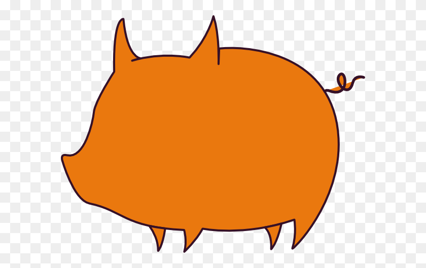 600x469 Pig Outline Orange Clip Art - Pig Clipart Outline