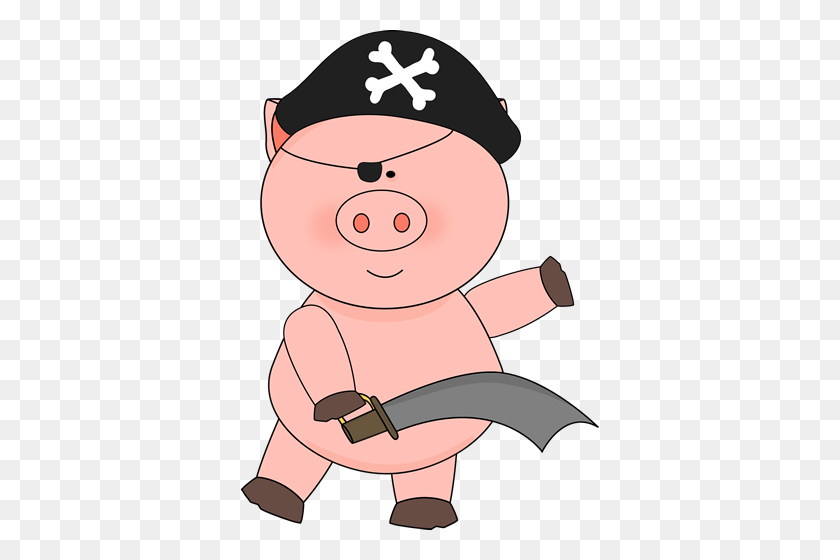 358x500 Pig Pirate With A Sword Clip Art - Pirate Eye Patch Clipart