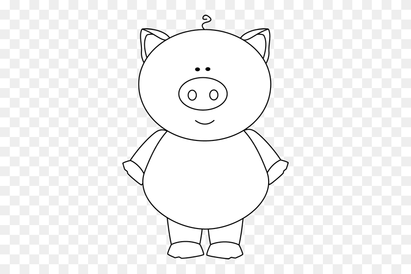 340x500 Pig Standing Cliparts - Hog Clipart Black And White