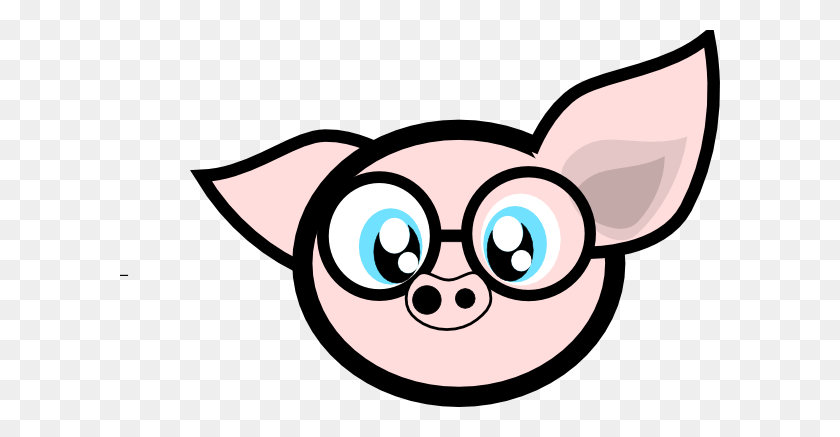 600x377 Pig With Glasses Png, Clip Art For Web - Pig Head Clipart