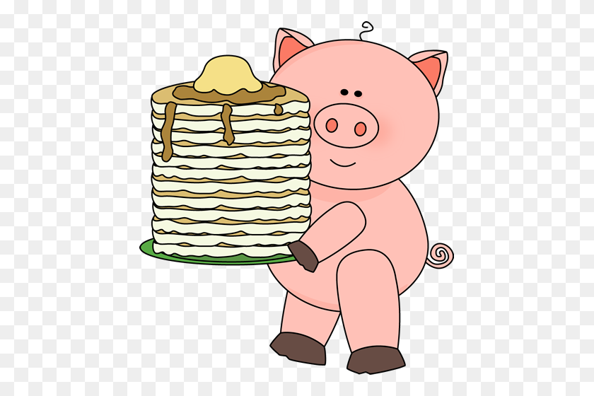 445x500 Pig With Pancakes - Pancakes PNG
