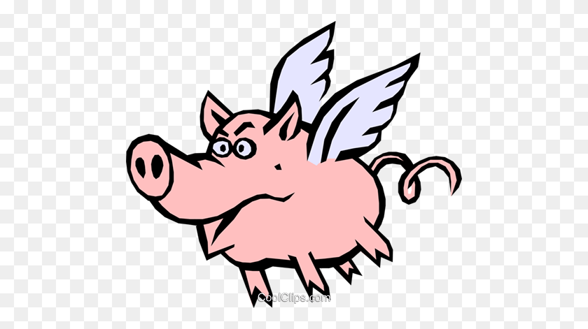 480x411 Pig With Wings Royalty Free Vector Clip Art Illustration - Wings Clipart