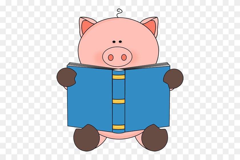 444x500 Piggie Reading - Reading PNG