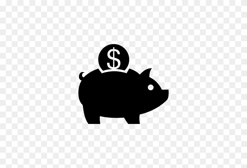 512x512 Piggy Bank And A Coin Of Dollar Vector Icon - Piggy Bank Clipart Black And White