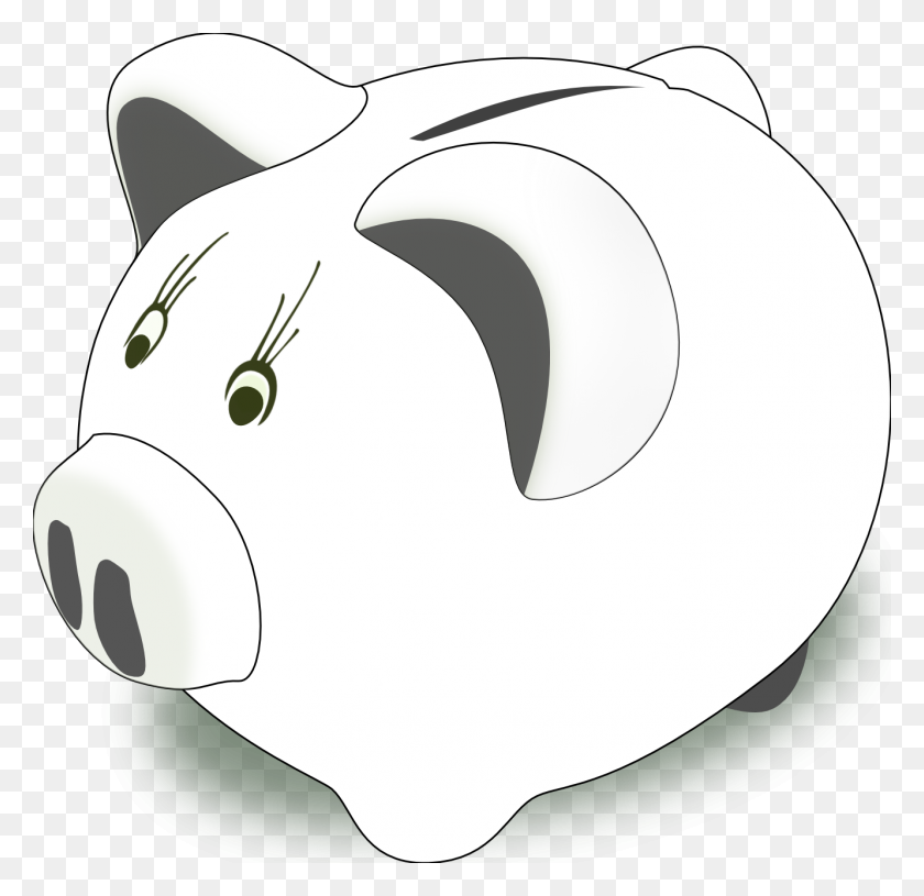 1331x1290 Piggy Bank Clip Art Black And White - Piggy Bank Clipart Black And White