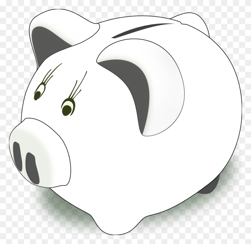 999x969 Piggy Bank Clip Art Black And White - Pink Pig Clipart