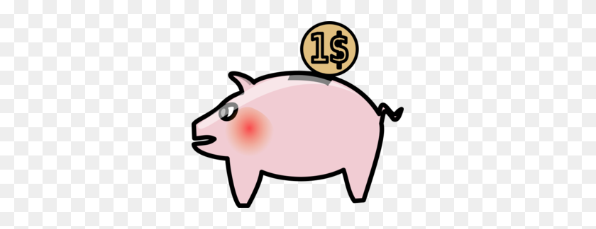 299x264 Piggy Bank Derivative Clipart - Piggy Bank Clipart Free