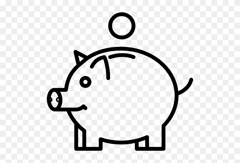512x512 Piggy Bank Png - Piggy Bank Clipart Black And White