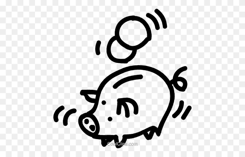 474x480 Piggy Bank Royalty Free Vector Clip Art Illustration - Piggy Bank Clipart Black And White