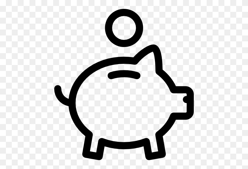 512x512 Piggy Bank With Coin - Piggy Bank Clipart Black And White