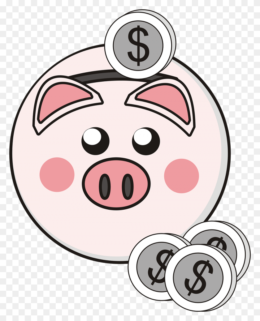 1020x1280 Piggy Bank With Dollar Coin Clipart Transparent Png - Pile Of Money PNG