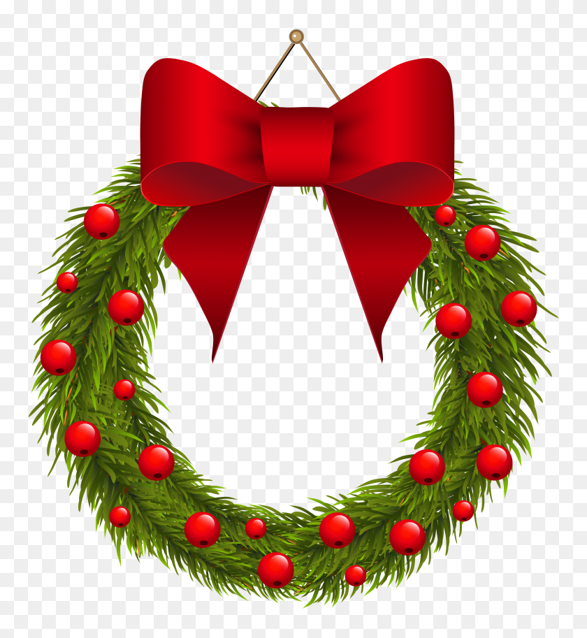 5752x6294 Pinart Christmas Wreath With Adornos Clipart - Imágenes Prediseñadas De Guirnalda Navideña