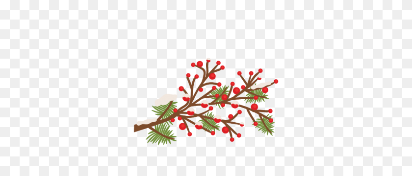 300x300 Pine Branch With Berries Miss Kate Cuttables Pine - Pine Branch PNG