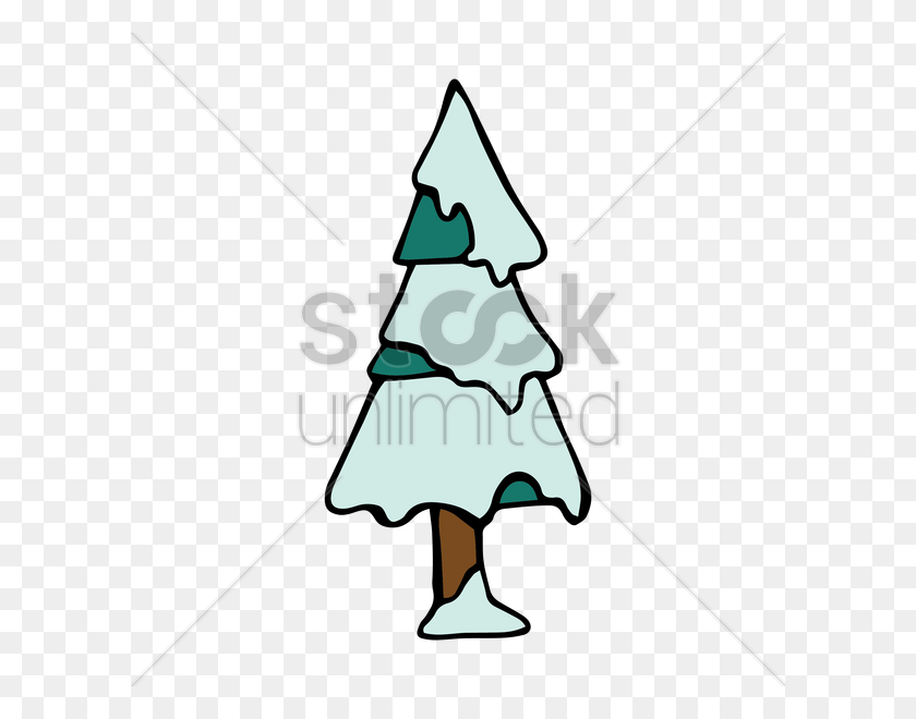 600x600 Pine Tree Covered In Snow Vector Image - Pine Tree With Snow Clipart
