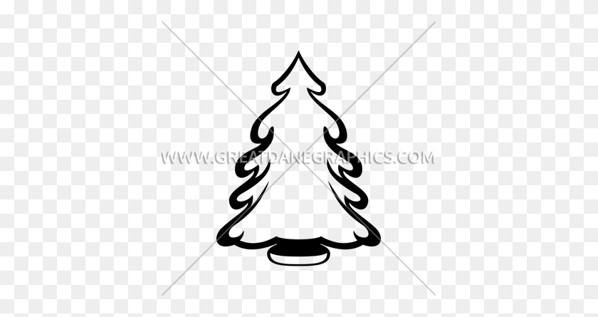 385x385 Pine Tree Production Ready Artwork For T Shirt Printing - Evergreen Tree Clipart Black And White