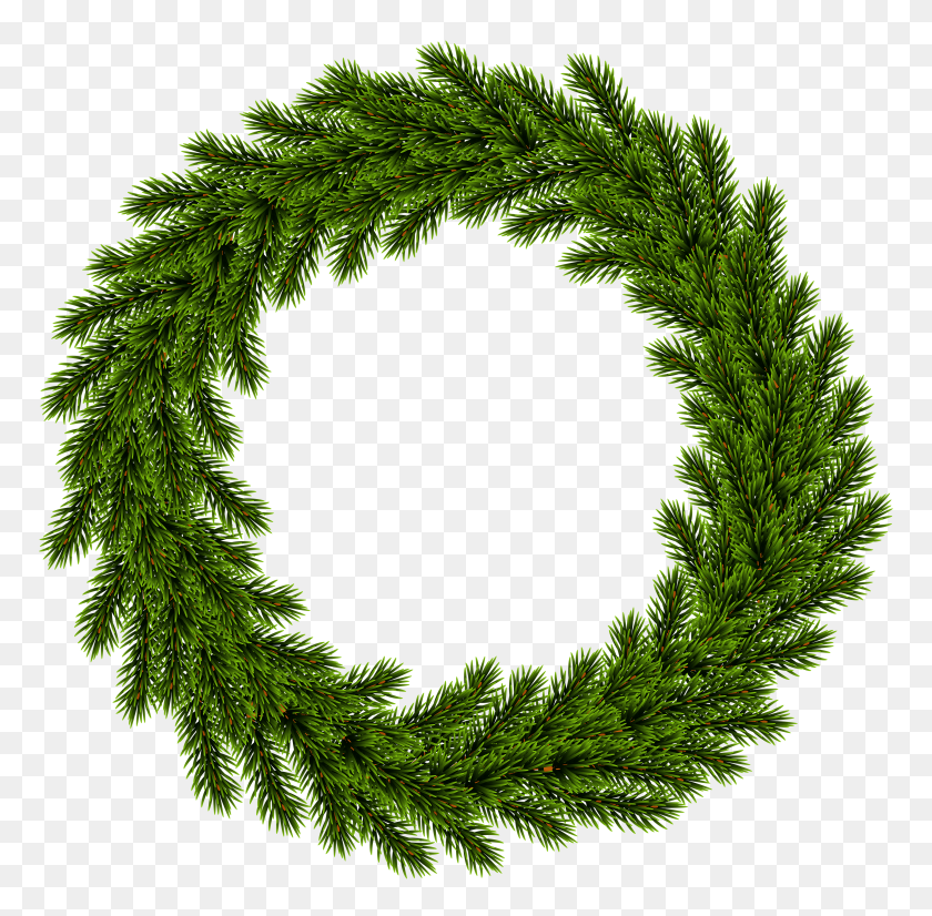3500x3438 Pine Wreath Clip Art - Pine Branch Clipart