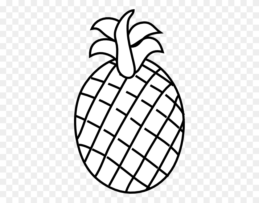 360x599 Pineapple Black And White Pineapple Clip Art At Vector - Pineapple Clipart PNG