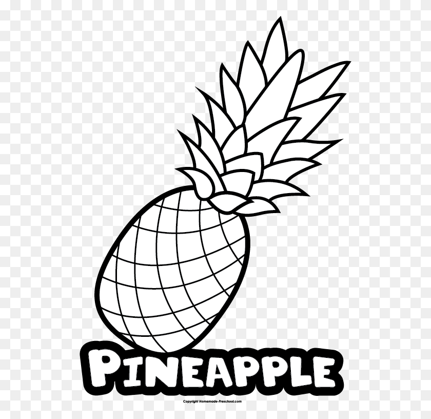 530x756 Pineapple Clipart Name - Black And White Pineapple Clipart