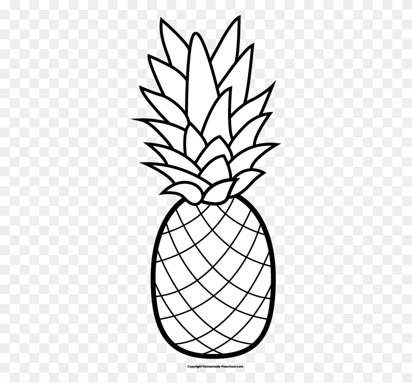 309x721 Pineapple Tree Clip Art Black And White, Black Pineapple Clipart - Hairspray Clipart