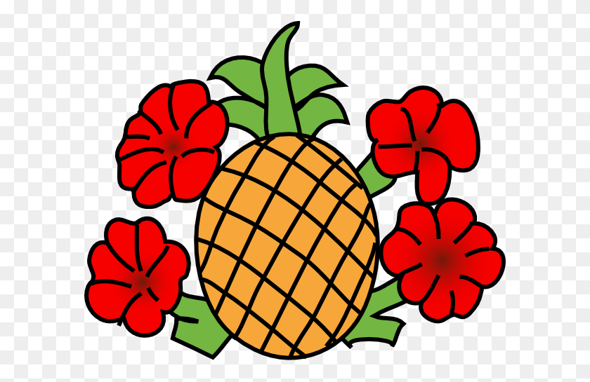 600x485 Pineapple With Flowers Clip Art - Pineapple Clipart