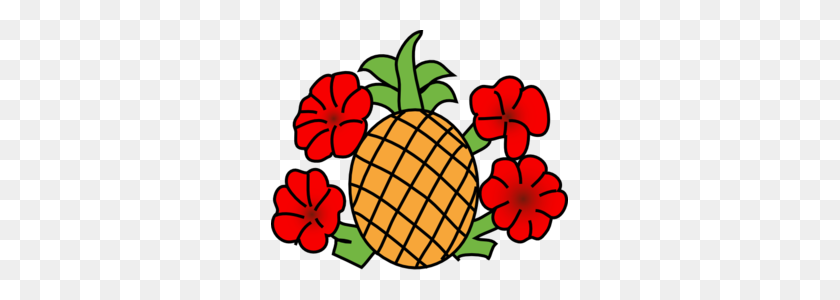 297x240 Pineapple With Flowers Clip Art - Pineapple Top Clipart