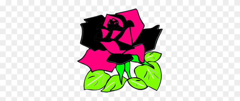 299x294 Pink And Black Rose Clip Art - Black Rose Clip Art