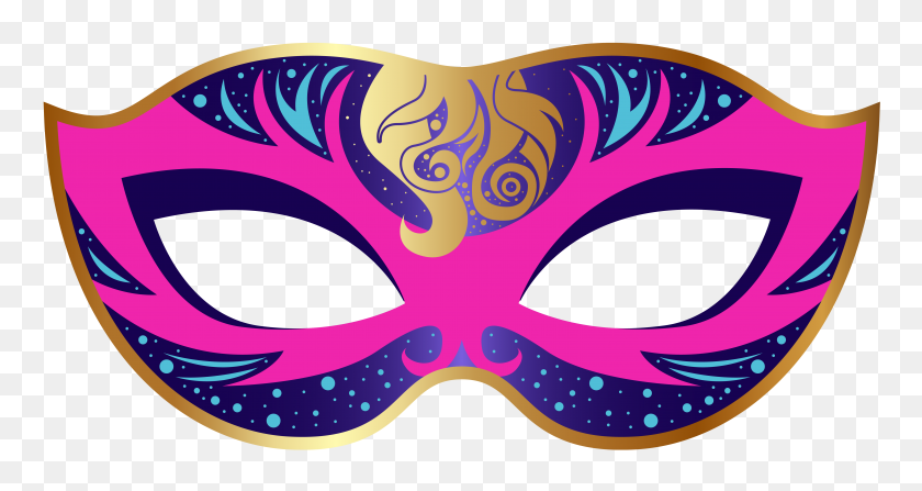 6293x3127 Máscara De Carnaval De Color Rosa Y Azul Png Clipart Gallery - Summer Clipart Png