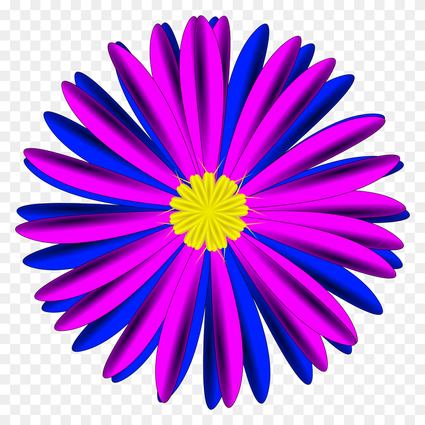 2400x2400 Iconos De Flores De Color Rosa Y Azul Png - Flor Azul Png