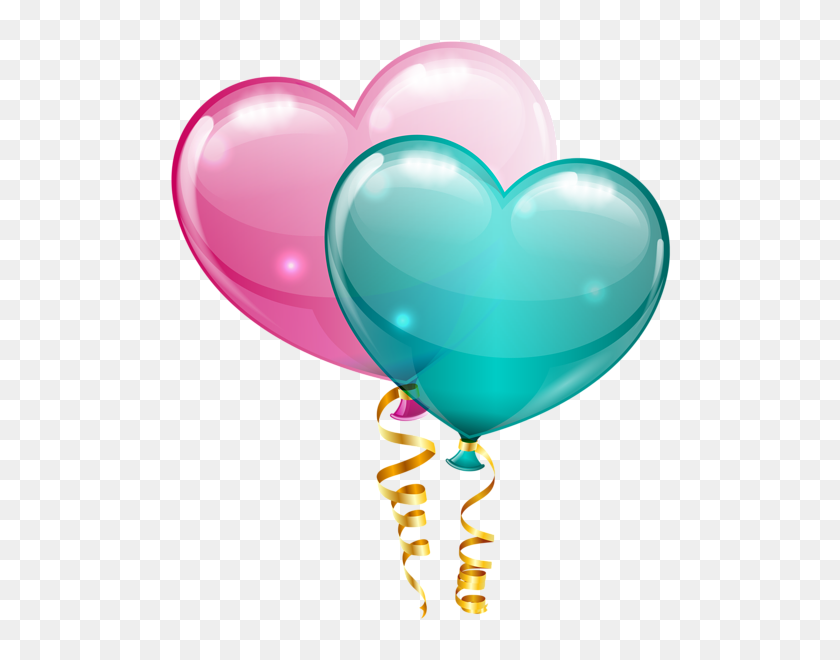 519x600 Pink And Blue Heart Balloons Png Clipart Image Valentines Day - Blue Balloon PNG