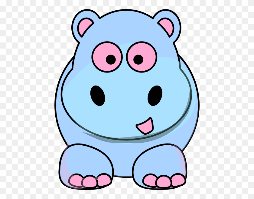 480x596 Pink And Blue Hippo Clip Art - Baby Hippo Clipart