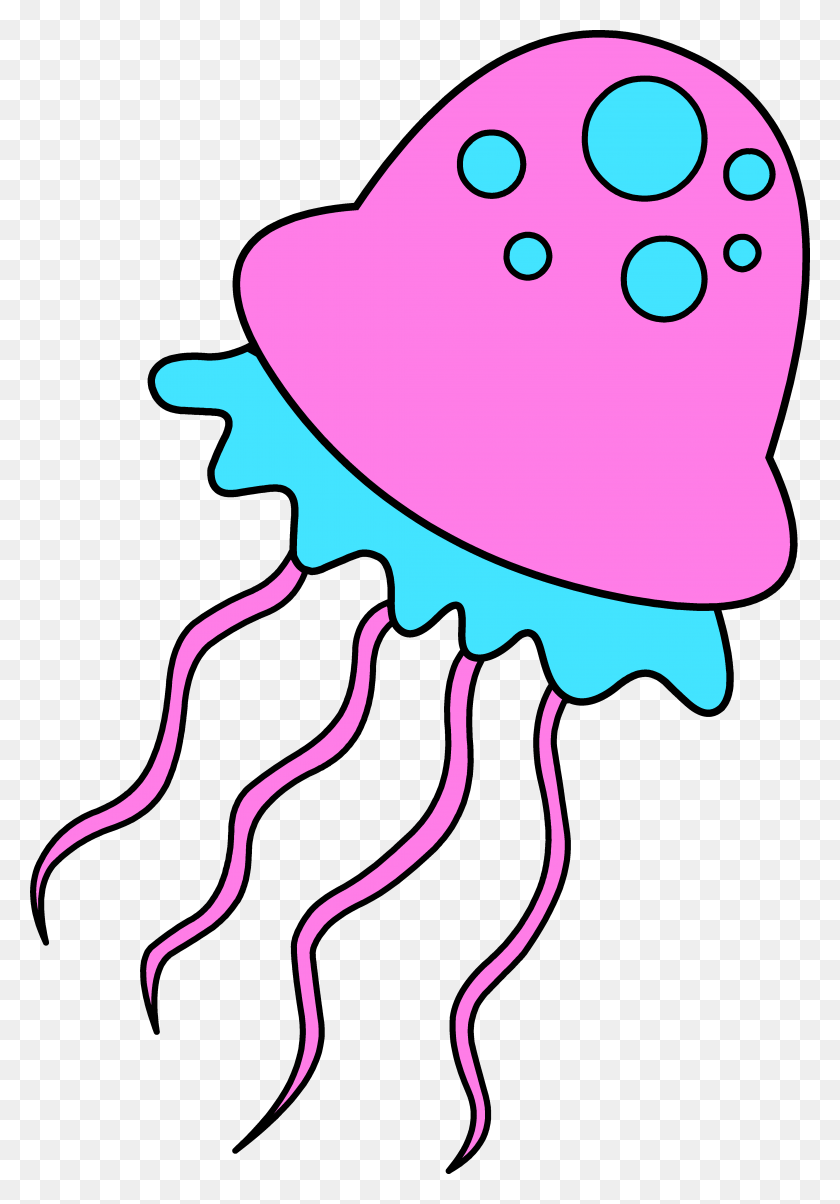 4224x6197 Pink And Blue Jellyfish Clipart - Sting Clipart