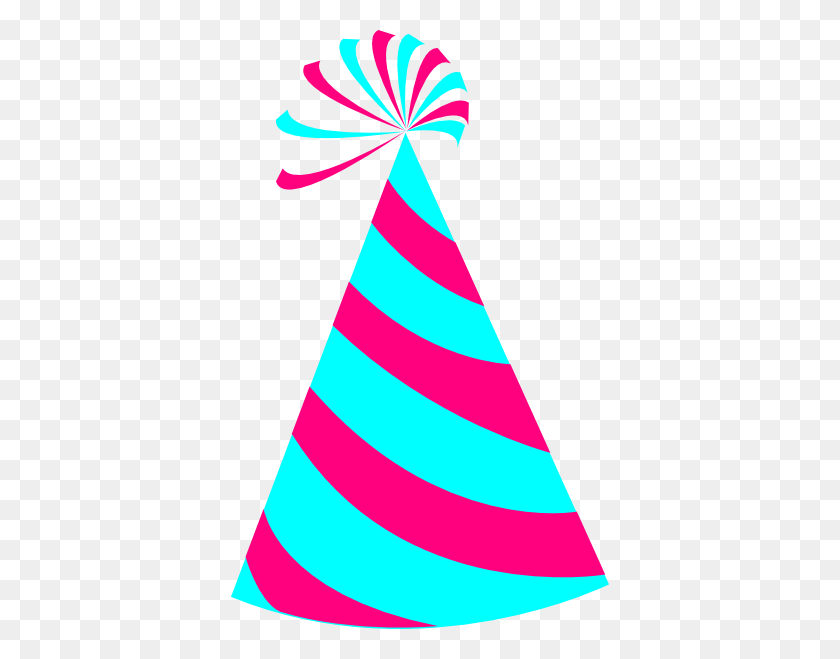 378x599 Pink And Blue Party Hat Clip Art - Party Hat Clipart