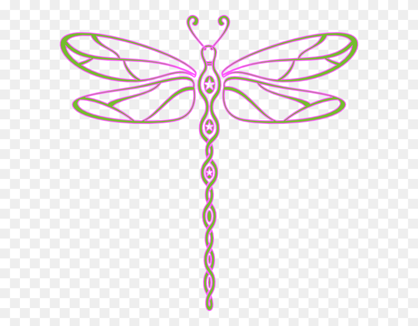 600x596 Pink And Green Dragonfly Clip Art - Dragonfly Clipart