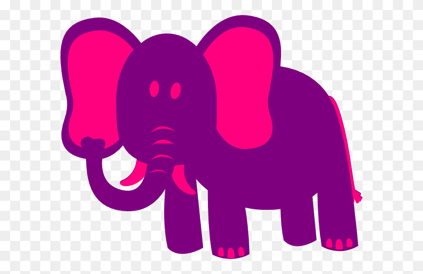 600x486 Pink And Purple Elephant Png, Clip Art For Web - Elephant Clipart PNG