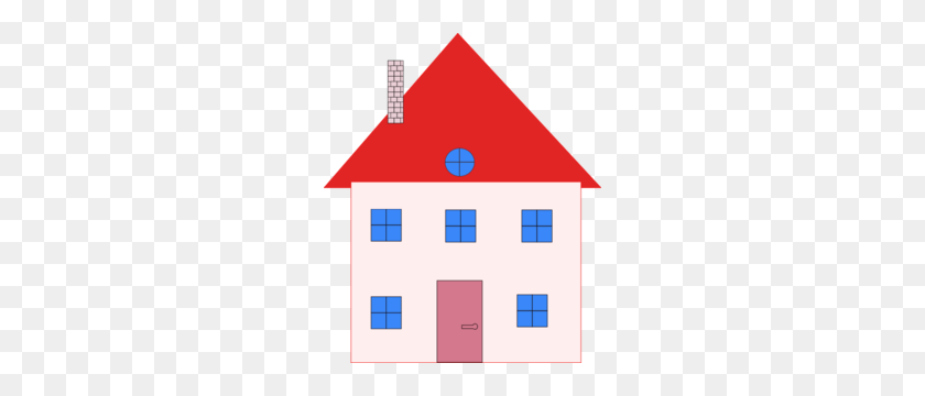 252x300 Pink And Red House Clip Art - Red House Clipart