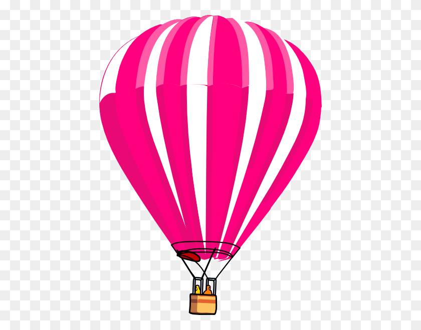 444x599 Pink And White Hot Air Balloon Clip Art - Hot Air Balloon Clip Art