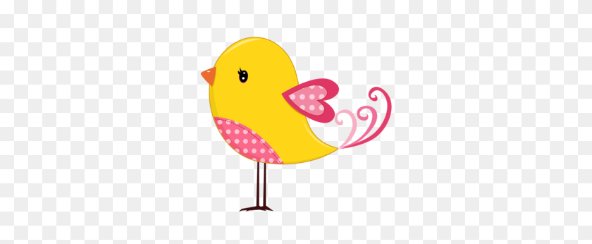286x286 Pink And Yellow Birds Cherry Clipart - Yellow Bird Clipart