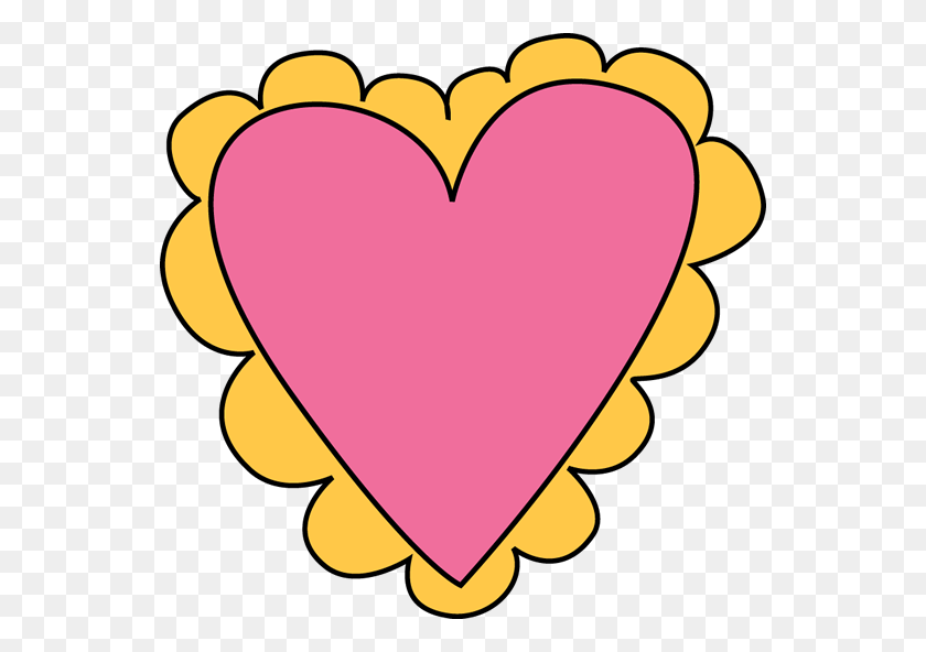 550x532 Pink And Yellow Valentine's Day Heart Clip Art - Yellow Heart Clipart