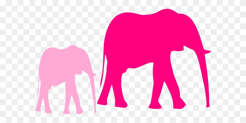 600x361 Pink Baby Shower Elephant Mom And Baby Clip Art - Pink Elephant Clipart